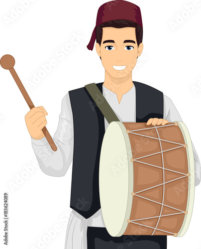 Man Ramadan Drummer Illustration
