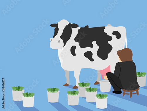 Man Cash Cow Illustration