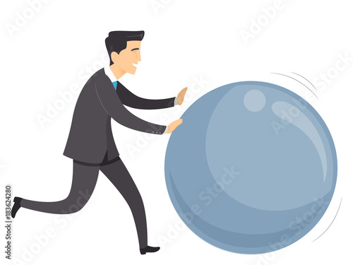 Man Get The Ball Rolling Illustration