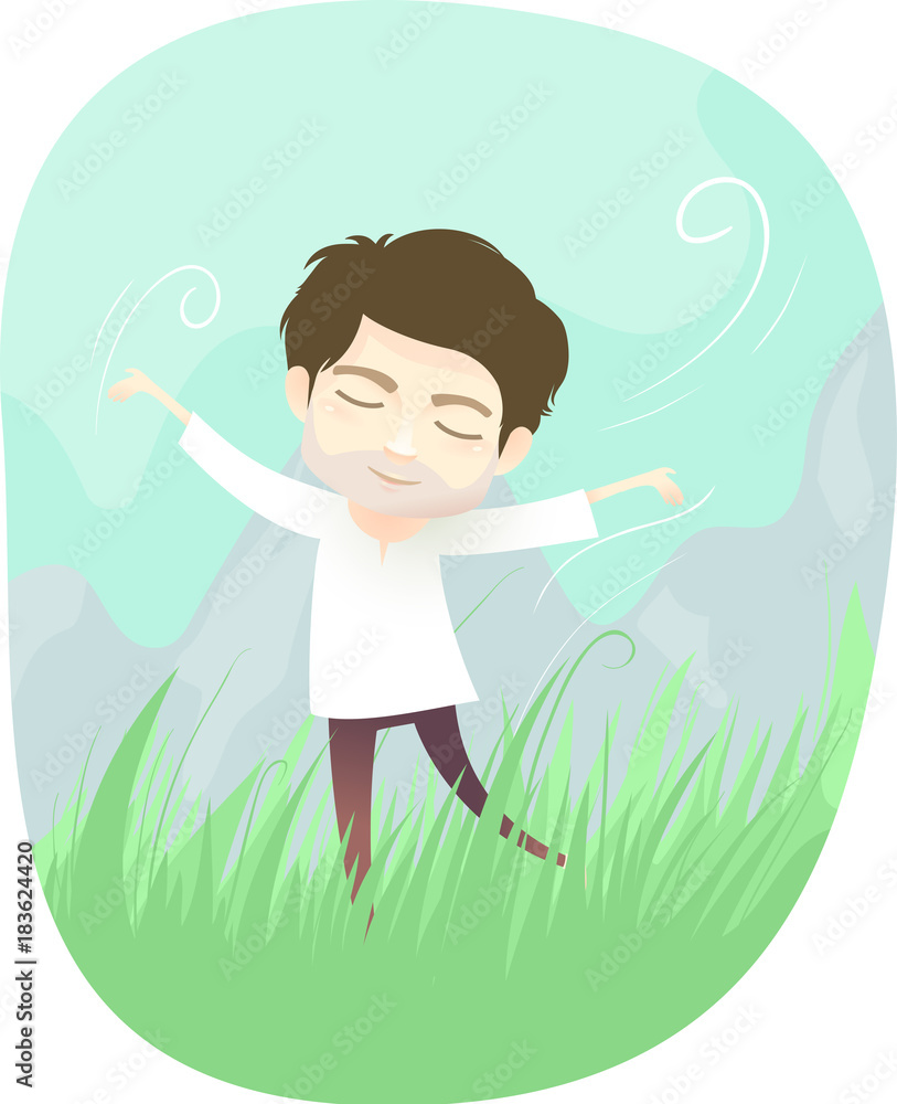 Man Spiritual Field Illustration