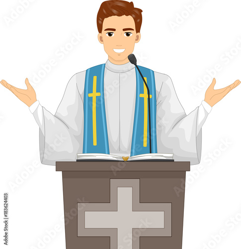 Man Priest Preach Mass Illustration