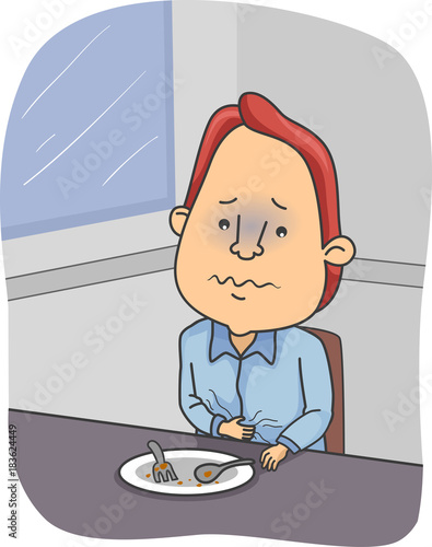 Man Upset Stomach Illustration