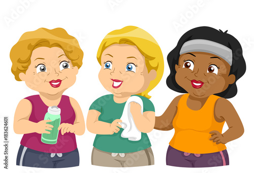Girls Senior Exercise Group Illustration