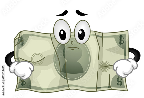 Crumpled Money Mascot Illus...