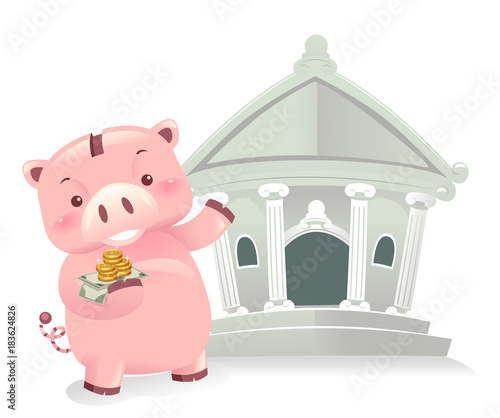 Piggy Bank Robot Mascot Ban...