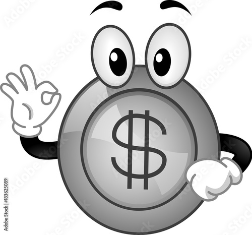 Coin Mascot Okay Illustration