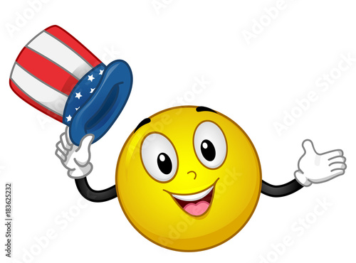 Mascot Smiley American Hat Illustration