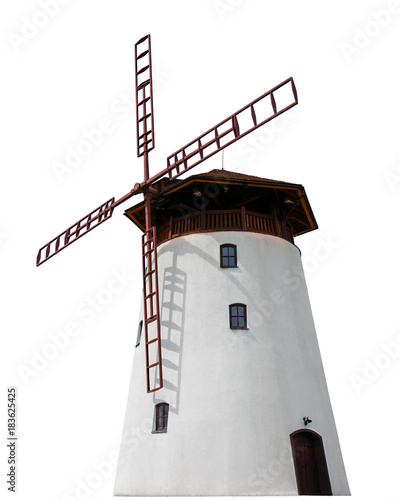 raditional old windmill building clean isolated