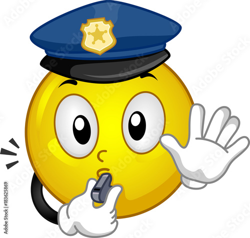 Mascot Smiley Police Whistl...