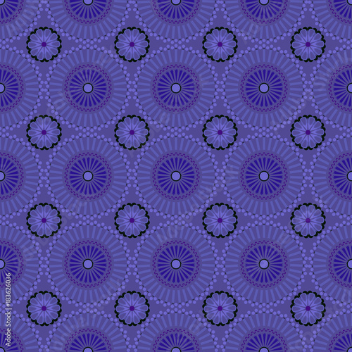 Seamless pattern with mandalas in the African style.