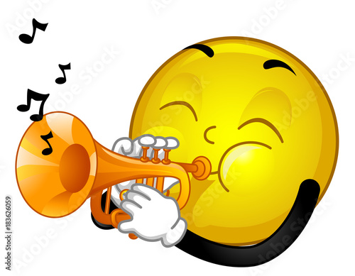 Mascot Smiley Trumpet Illustration