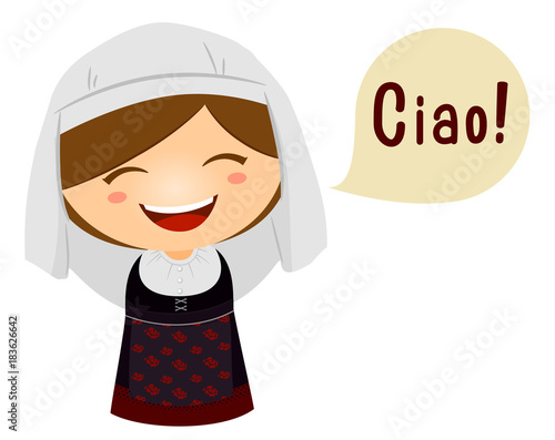 Kid Girl Costume Italian Sp...