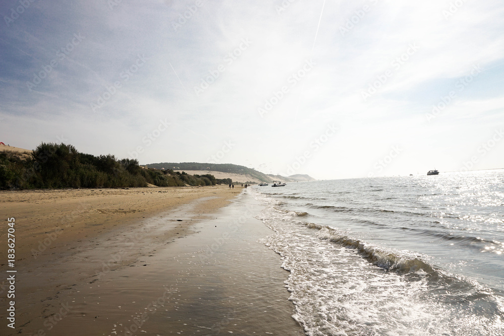 View from the highest dune with blue sea - Dune of Pyla (Pilat), Arcachon Bay, Aquitaine, France