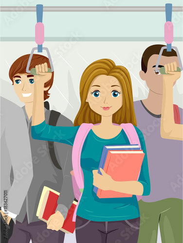 Teen Girl Subway Ride Stand