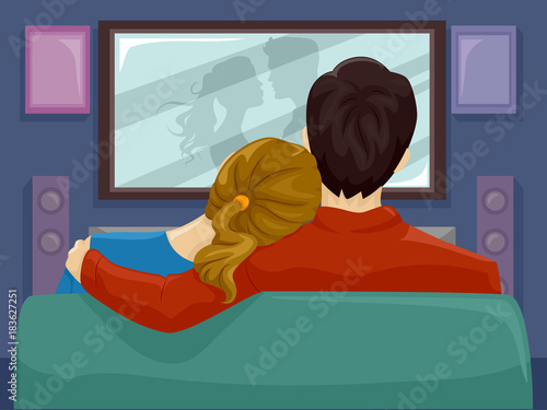 Couple Watch Movie Home