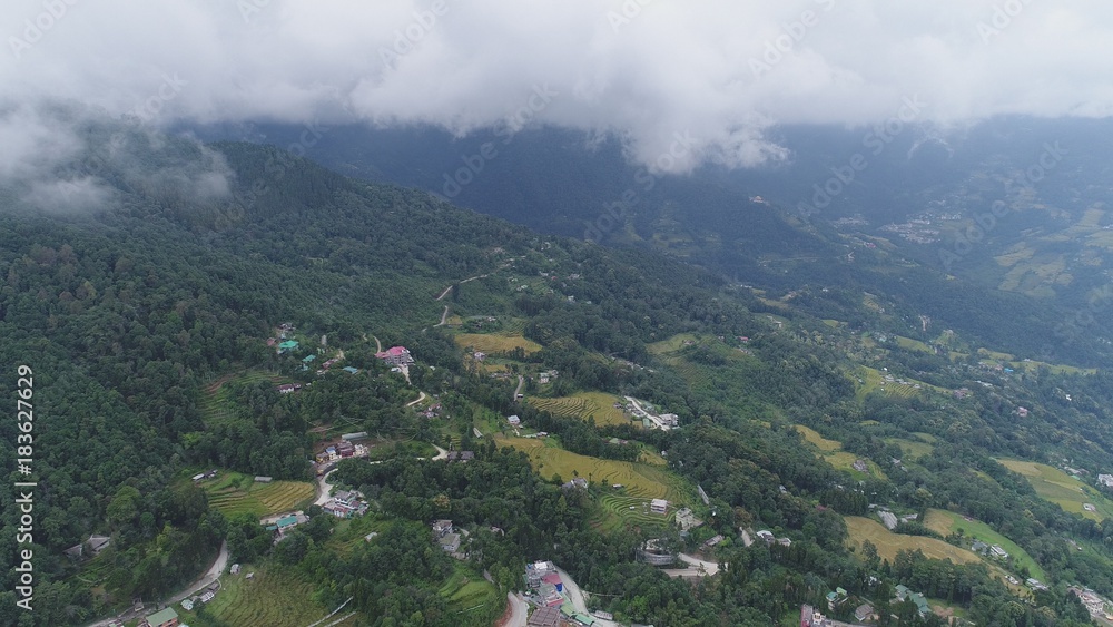 Fototapeta premium Inde Sikkim Rumtek vue du ciel