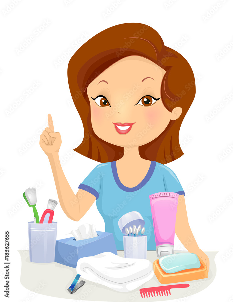 Girl Hygiene Products Illustration Girl Hygiene Products Illustration