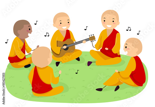 Stickman Teens Monks Playin...