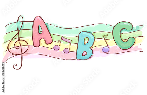 Music Sheet Alphabet Song Illustration