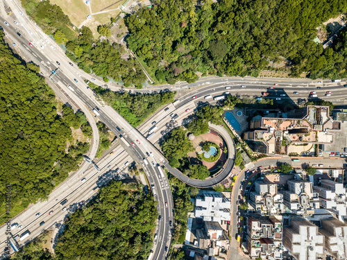 Photography Top view of Hong Kong cityscape