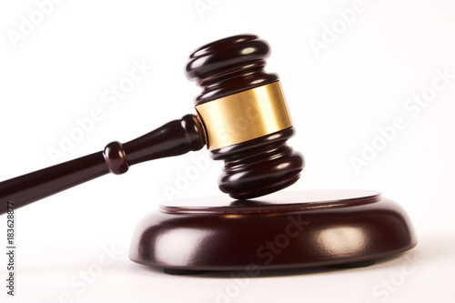 Wooden judge gavel or law hammer