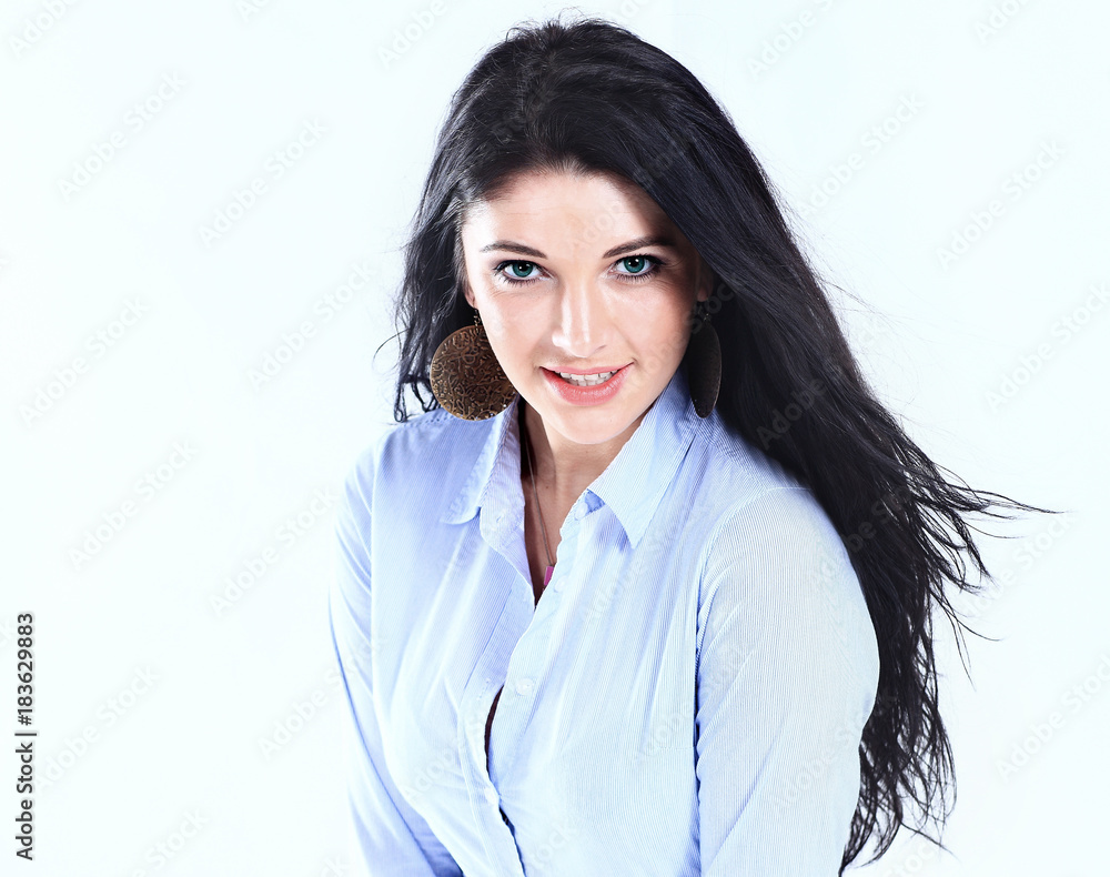portrait of beautiful young business woman on white background portrait of beautiful young business woman on white background