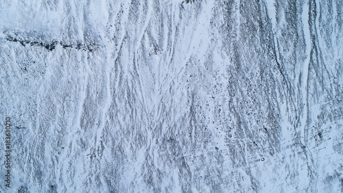 Vulcanic winter landscape photo shoted from a drone, Iceland