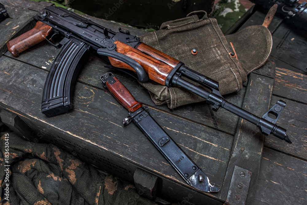 Polish AKMS Kalashnikov's rifle Stock Photo Adobe Stock