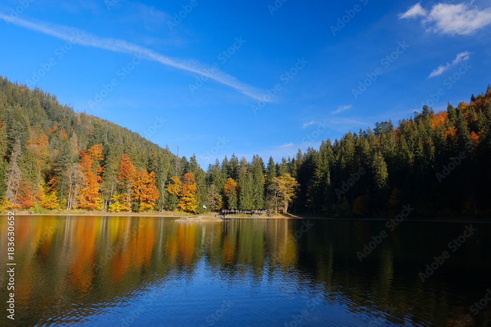 Synevyr mountain lake in Carpathian mountains, Ukraine