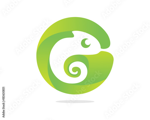 Cute Chameleon Sign Letter G Icon Logo Circle