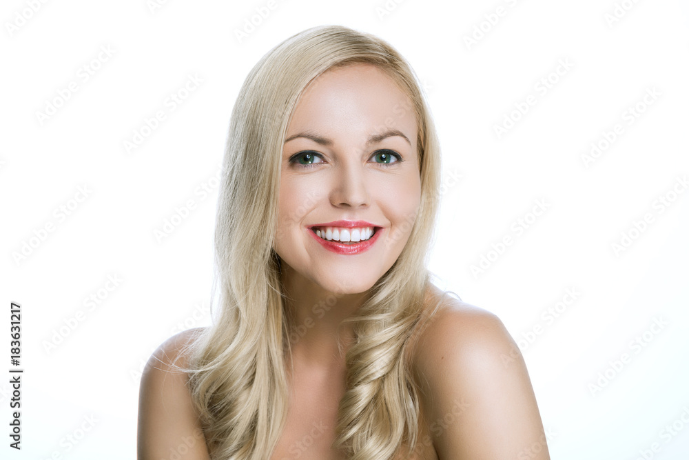 Portrait of a beautiful blonde on a white background Portrait of a beautiful blonde on a white background