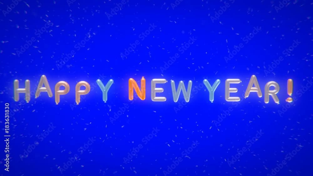 Happy new year text banner. Happy new year intro outro animation Happy new year text banner. Happy new year intro outro animation