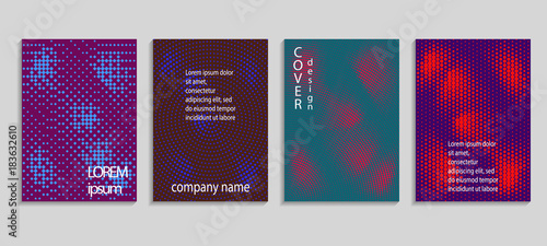 Minimalistic abstract vector halftone covers design. Future geometric template. Vector templates for placards, banners, flyers, presentations and reports