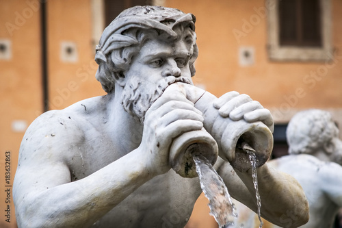 Fontana del Moro in Piazza Navona, Rome. Italy