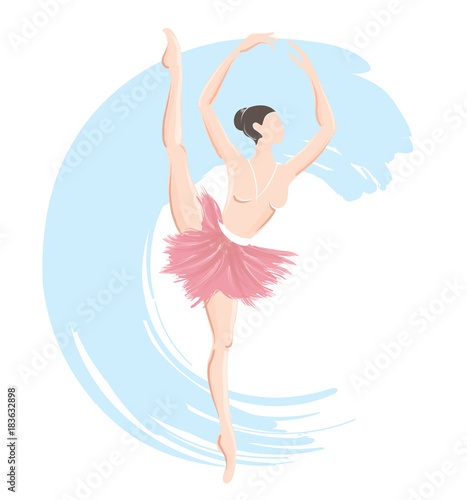 woman ballerina, ballet logo icon for ballet school dance studio vector illustration