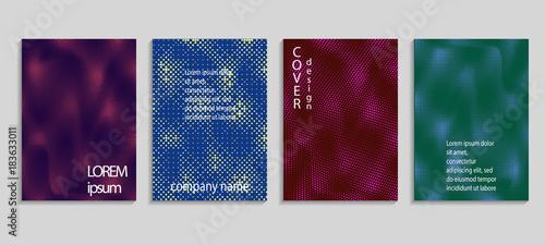 Minimalistic abstract vector halftone covers design. Future geometric template. Vector templates for placards, banners, flyers, presentations and reports