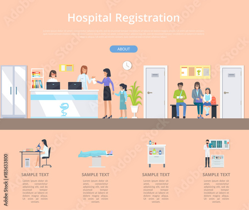 Hospital Registration Desk Vector Illustration
