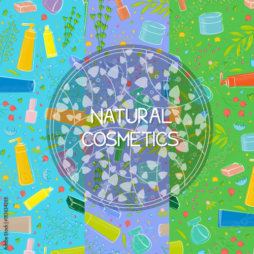 natural cosmetics mockup vector design