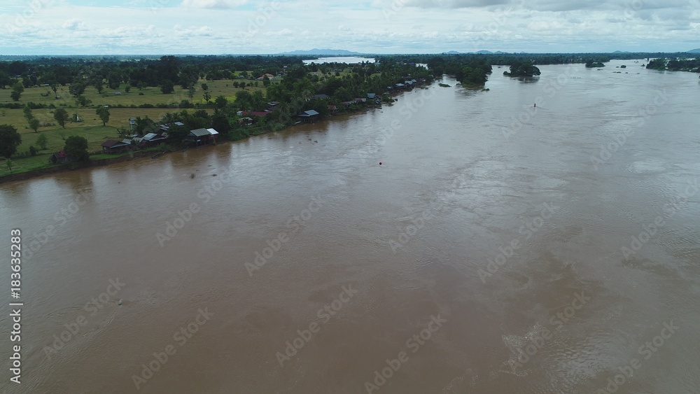 Laos Mékong 4000 îles Don Det vue du ciel Laos Mékong 4000 îles Don Det vue du ciel