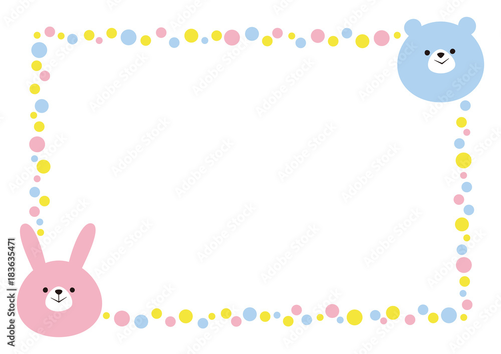 Obraz premium うさぎとくま フレーム