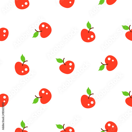 Bright summer juicy apple red cartoon seamless vector pattern. Fun kid style repeat background.