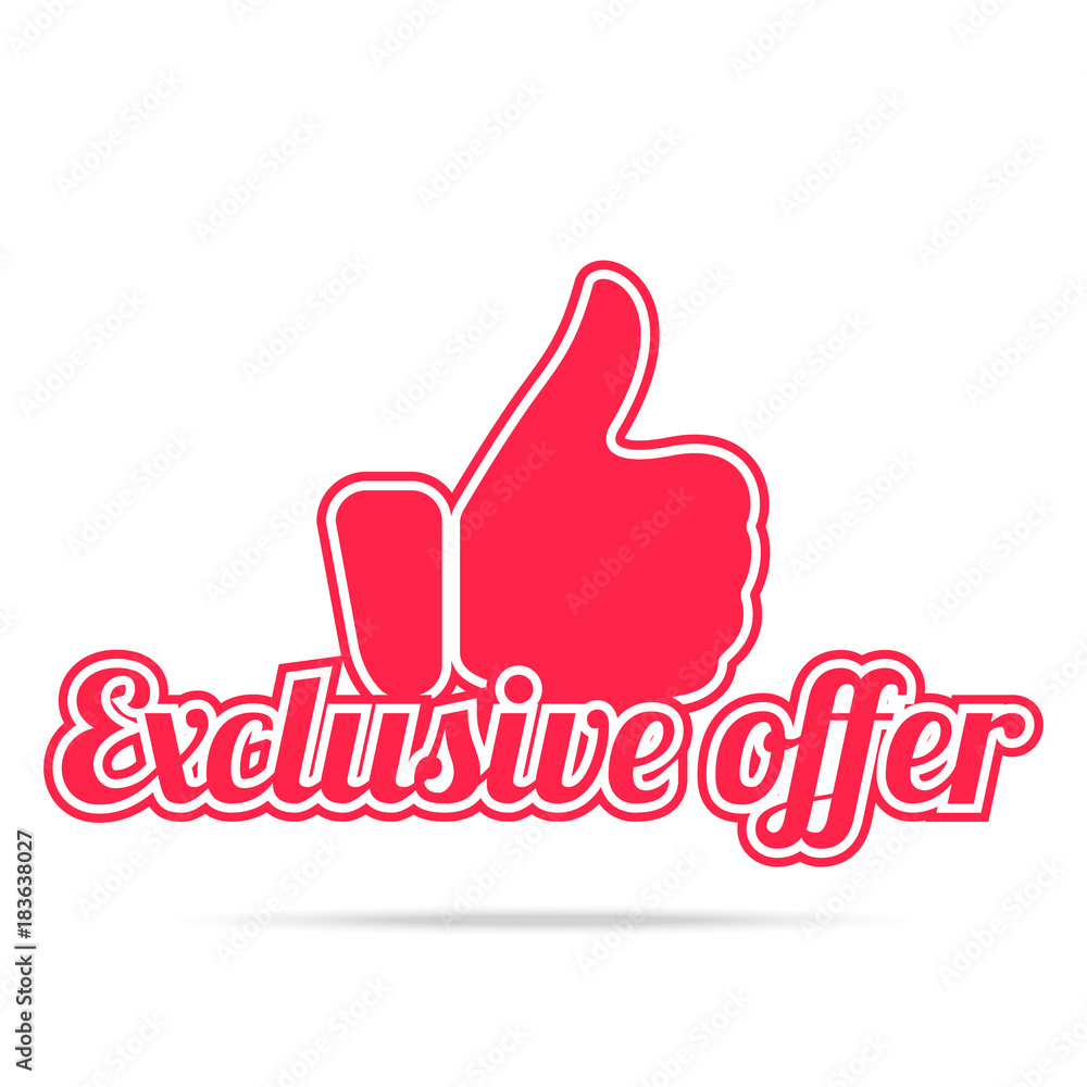 Exclusive offer label. Red color, isolated on white. Exclusive offer label. Red color, isolated on white.