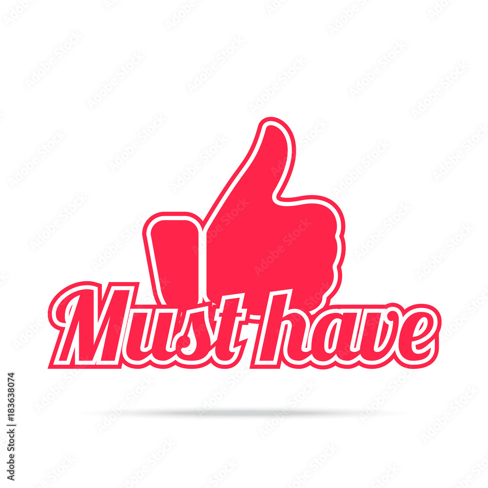 Must have label. Red color, isolated on white. Must have label. Red color, isolated on white.