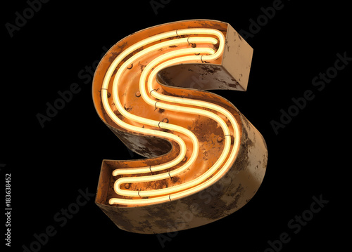 Wallpaper Mural Metallic orange neon font covered with rust. Torontodigital.ca