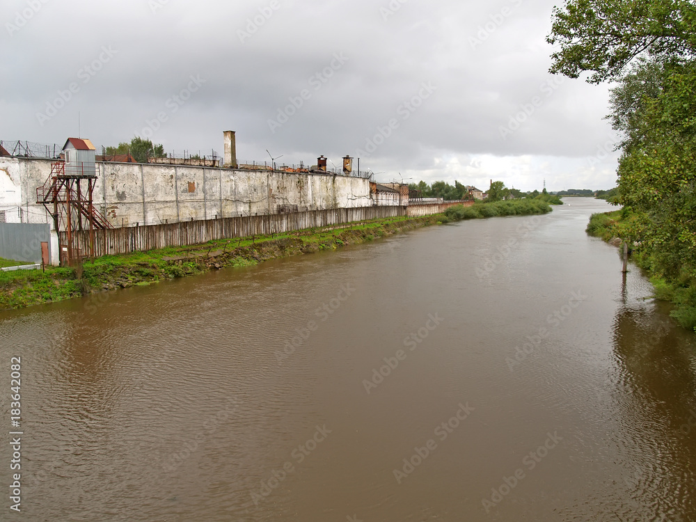 Prison on the river bank of Deym. Gvardeysk, Kaliningrad region