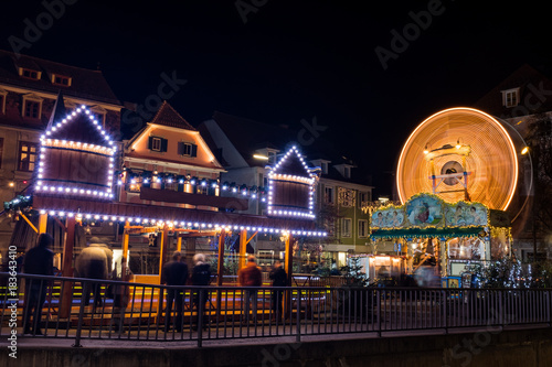 Old spinning ferris wheel on childrens christmas fair in Graz