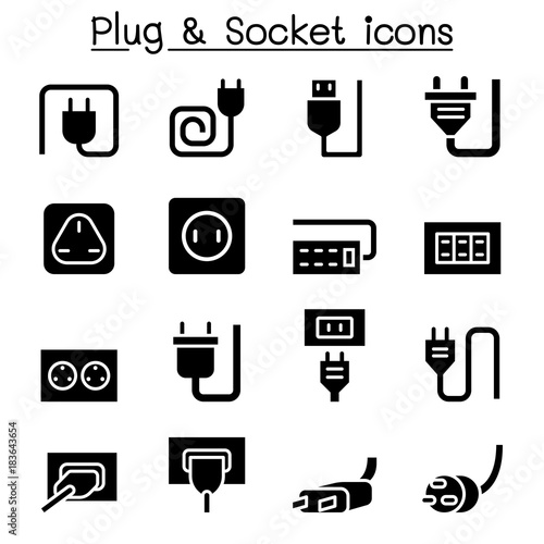 Plug & Socket icon set vector illustration graphic design