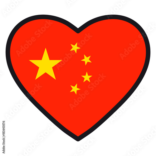 Free Download Flag of China in the shape of Heart with contrasting contour, symbol of love for his country, patriotism, icon for Independence Day. - GFXLoad