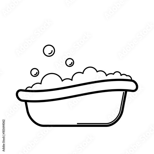 Bathtub. Baby icon on a white background, line design.