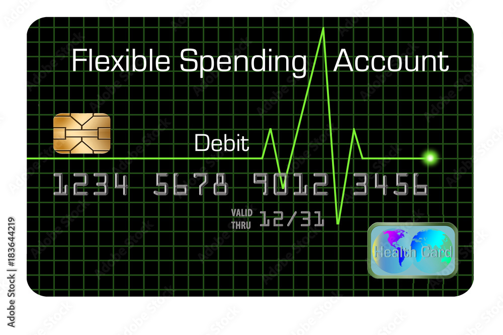 Illustrazione Stock A flexible spending account debit card is designed